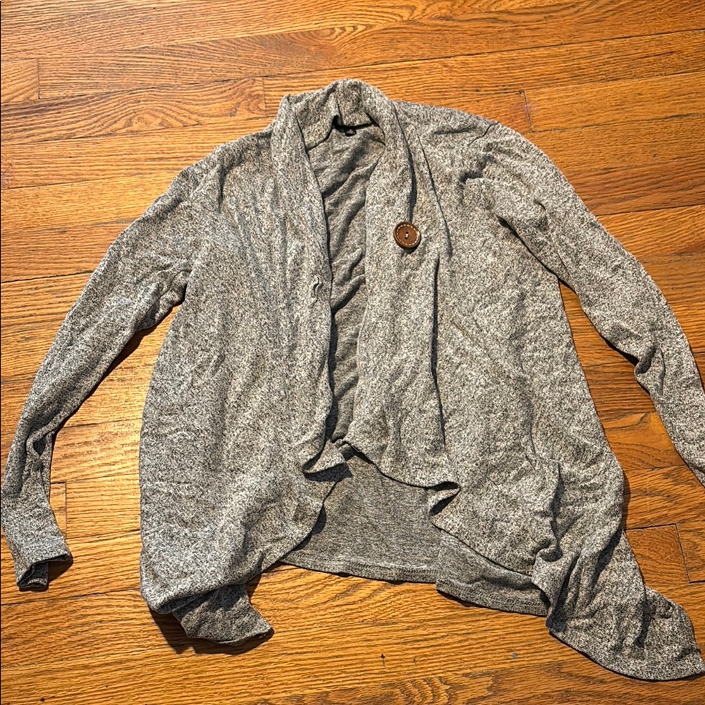 Gray Women's Sweater with Button Detail